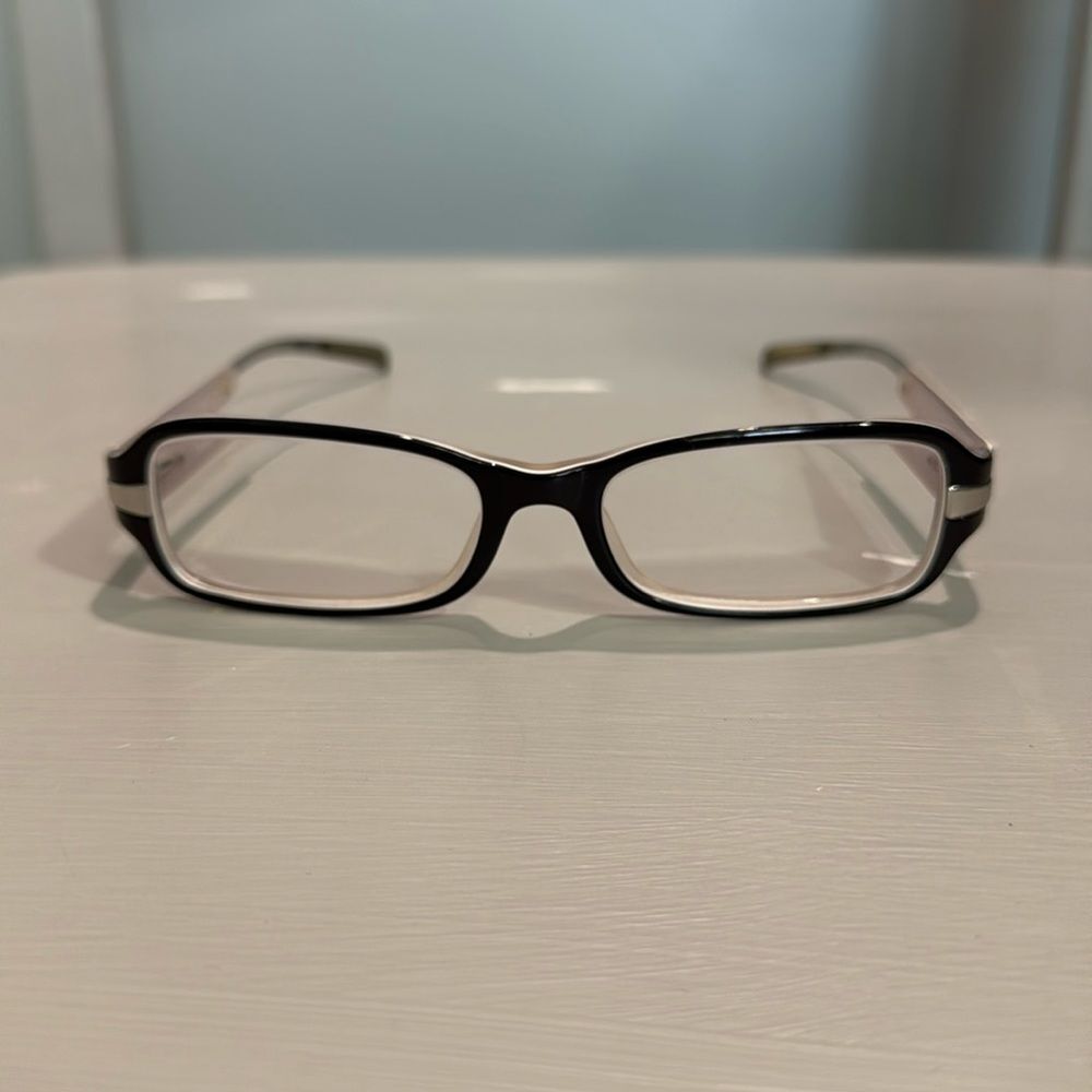 DKNY Eyeglass Frames Black Silver Rectangle Prescription Glasses Women